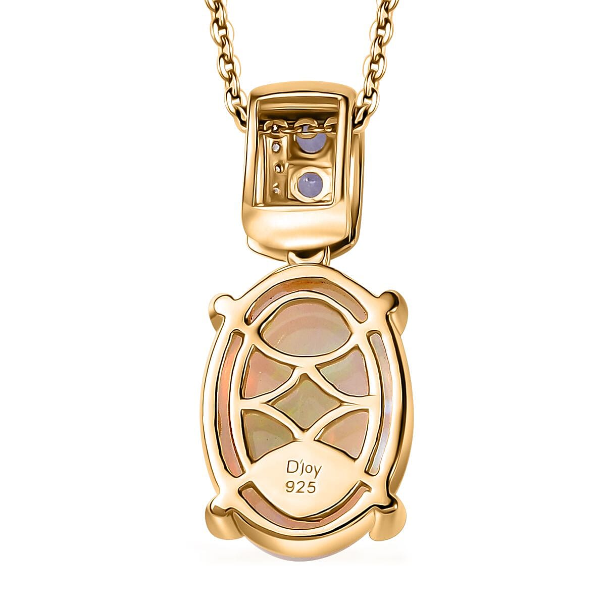 Premium Ethiopian Welo Opal, Multi Gemstone Pendant Necklace (20 Inches) in Vermeil YG Over Sterling Silver 4.10 ctw