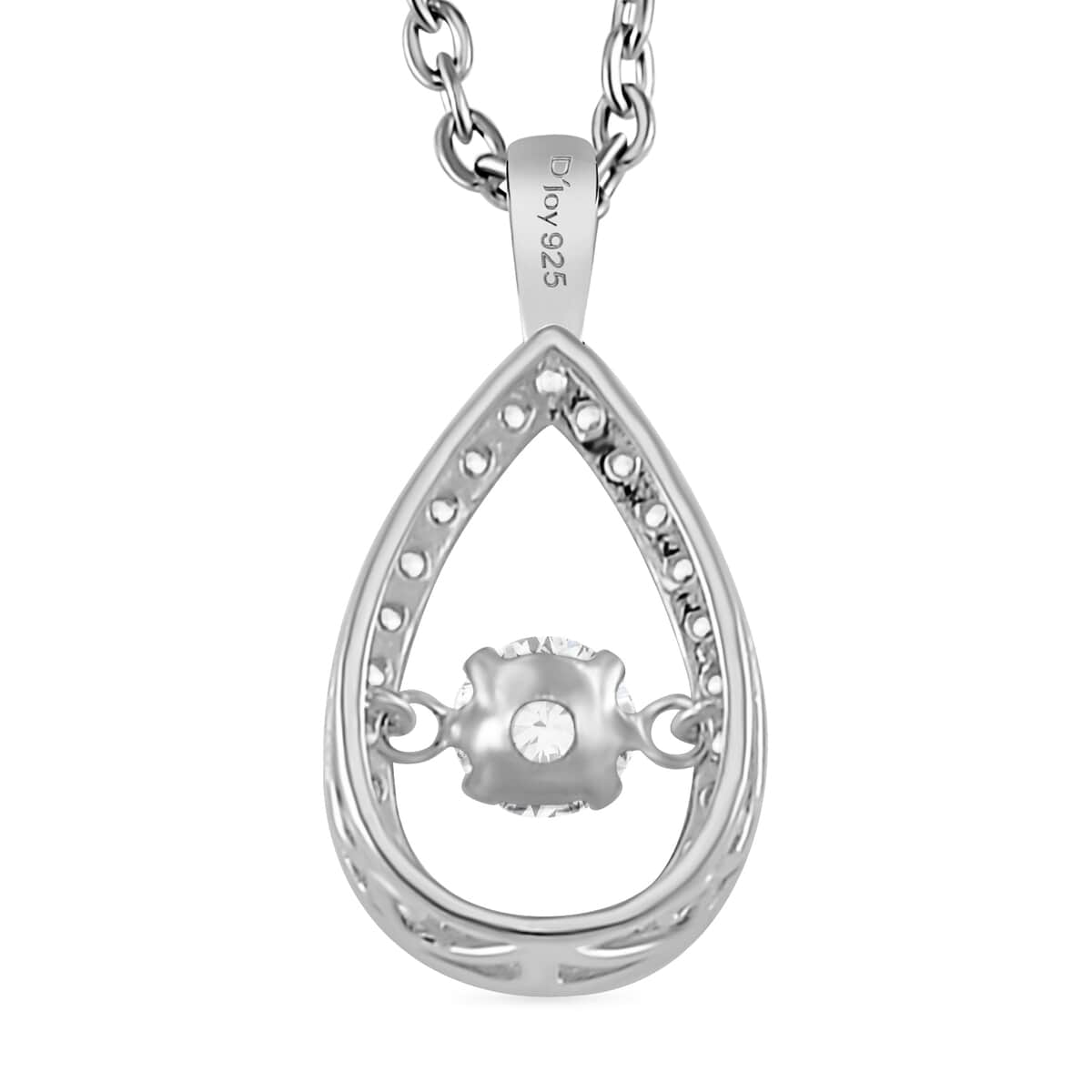 Simulated Diamond 1.25 ctw Halo Tear Drop Pendant in Platinum Over Sterling Silver with Stainless Steel Necklace 20 Inches  image number 4