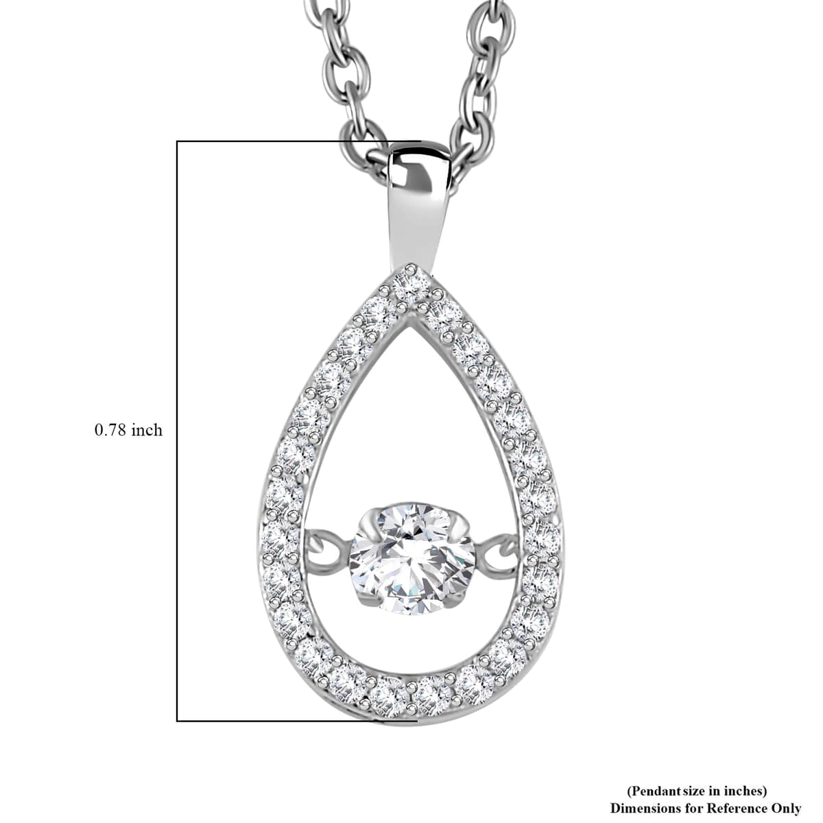 Simulated Diamond 1.25 ctw Halo Tear Drop Pendant in Platinum Over Sterling Silver with Stainless Steel Necklace 20 Inches  image number 6