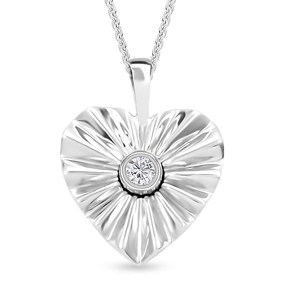 Moissanite Pendant Necklace 20 Inches in Platinum Over Sterling Silver 0.15 ctw
