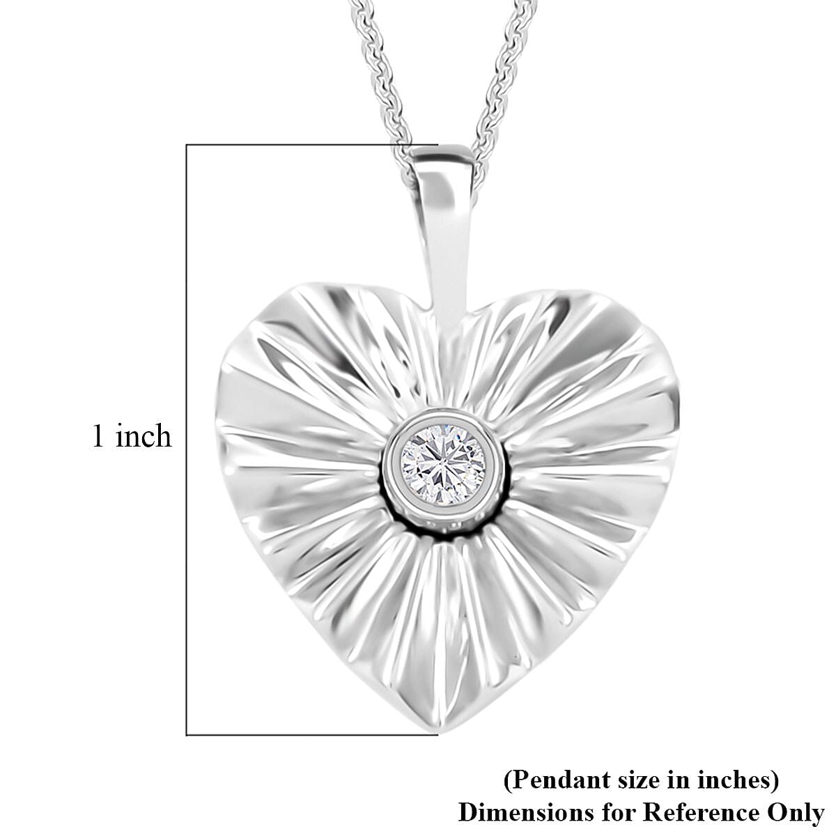 Moissanite Pendant Necklace 20 Inches in Platinum Over Sterling Silver 0.15 ctw