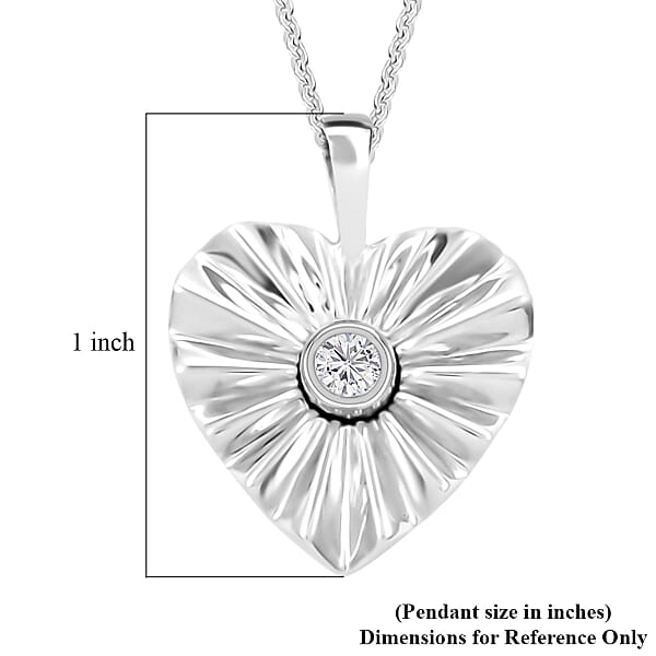 Moissanite Pendant Necklace 20 Inches in Platinum Over Sterling Silver 0.15 ctw