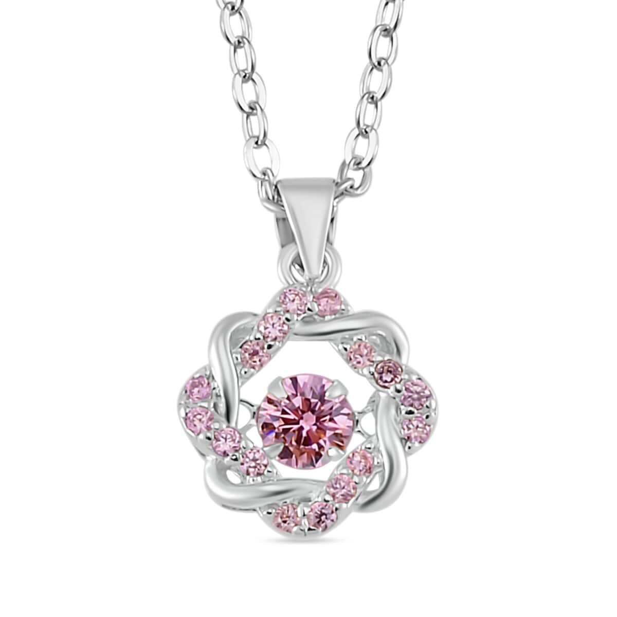 Simulated Pink Diamond 1.10 ctw Pendant in Platinum Over Sterling Silver with Stainless Steel 20 Inches  image number 0