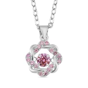 Simulated Pink Diamond 1.10 ctw Pendant in Platinum Over Sterling Silver with Stainless Steel 20 Inches 