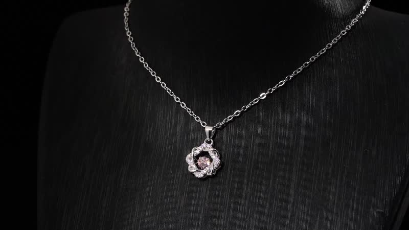 Simulated Pink Diamond Pendant in Platinum Over Sterling Silver with Stainless Steel (20 Inches) 1.10 ctw