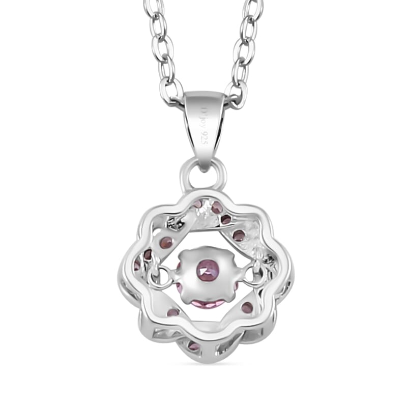 Simulated Pink Diamond 1.10 ctw Pendant without Chain in Platinum Over Sterling Silver with Stainless Steel 20 Inches 