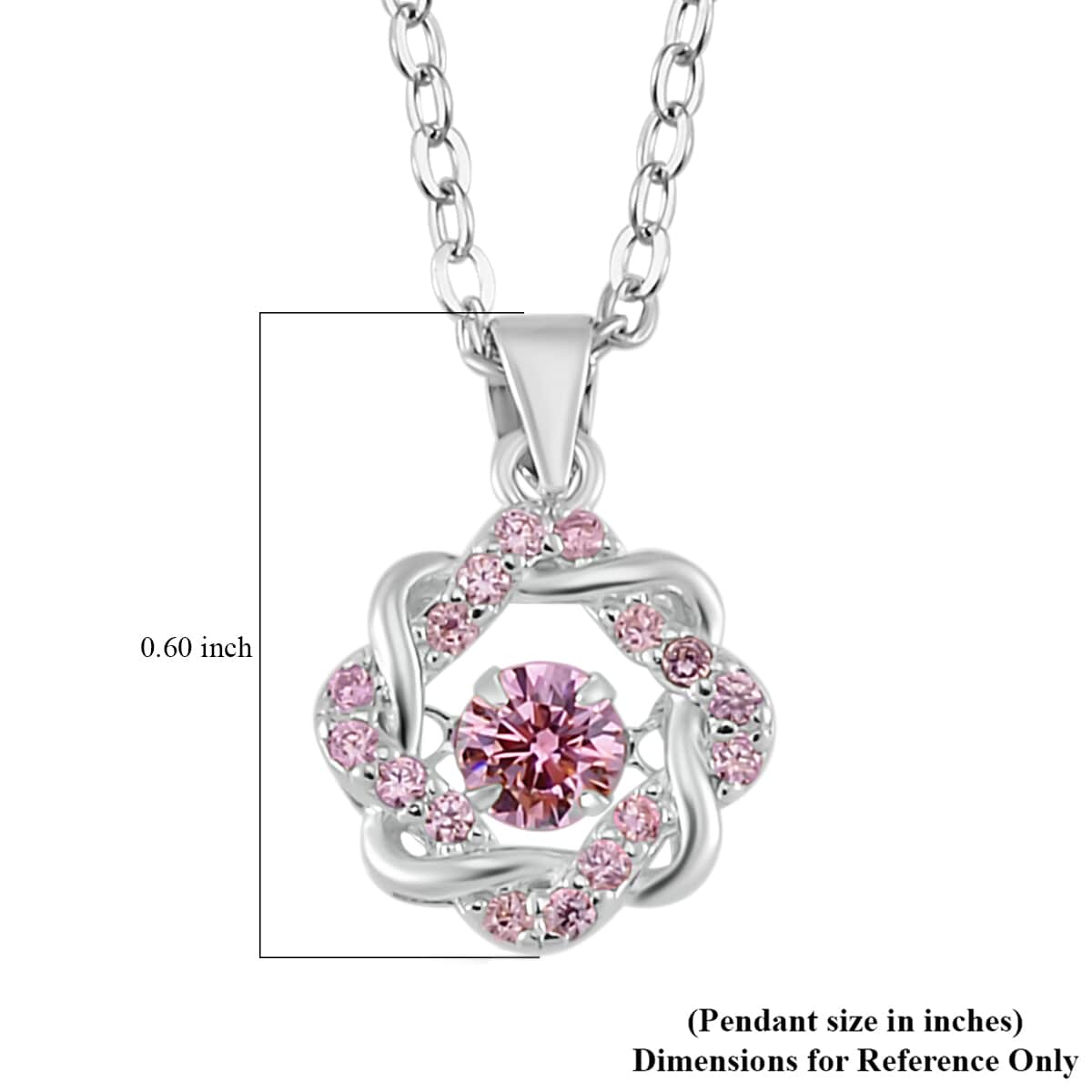 Simulated Pink Diamond 1.10 ctw Pendant in Platinum Over Sterling Silver with Stainless Steel 20 Inches  image number 6