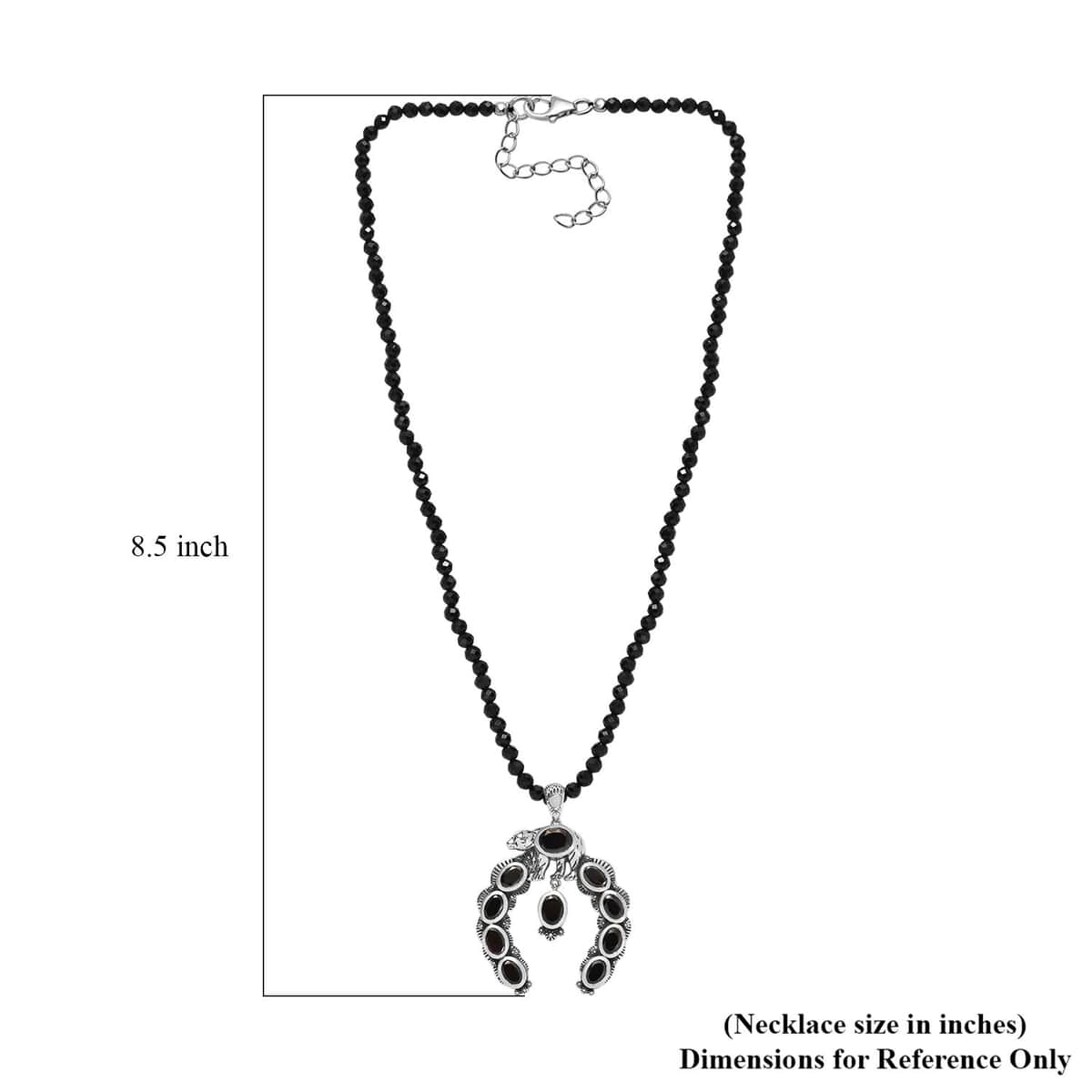 Artisan Crafted Elite Shungite Squash Blossom Bear Pendant with Black Spinel Beaded Necklace 18-20 Inches in Platinum Over Sterling Silver 79.80 ctw image number 5