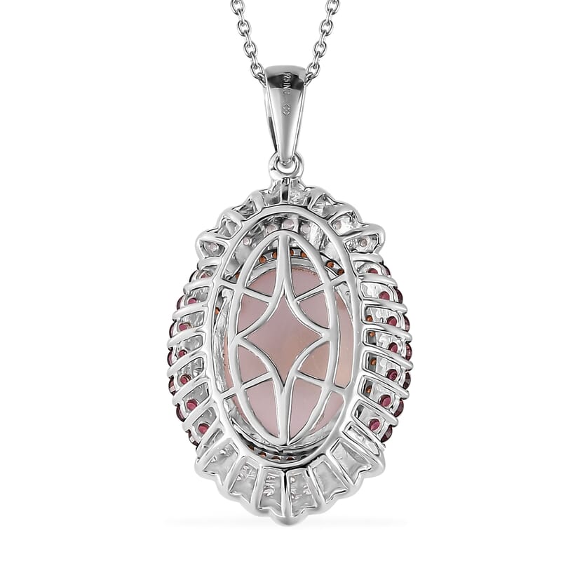 Premium Galilea Rose Quartz and Multi Gemstone 11.00 ctw Pendant Necklace in Rhodium Over Sterling Silver (20 Inches)
