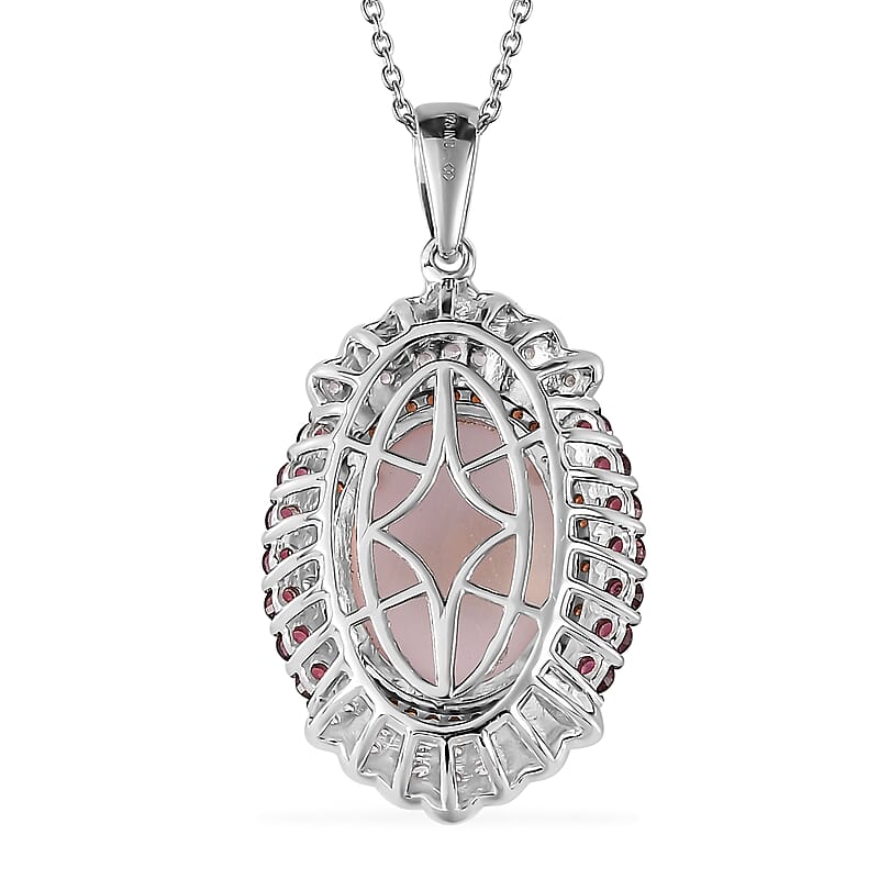 Premium Galilea Rose Quartz and Multi Gemstone 11.00 ctw Pendant Necklace in Rhodium Over Sterling Silver (20 Inches)