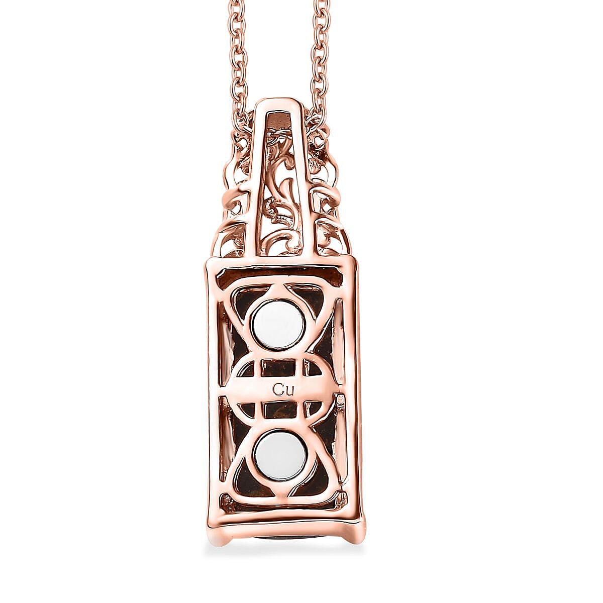 Matrix Silver Shungite (Ovl) Pendant in 14K RG Over Copper with Magnet and ION Plated RG Stainless Steel Necklace (20 Inches) 6.85 ctw