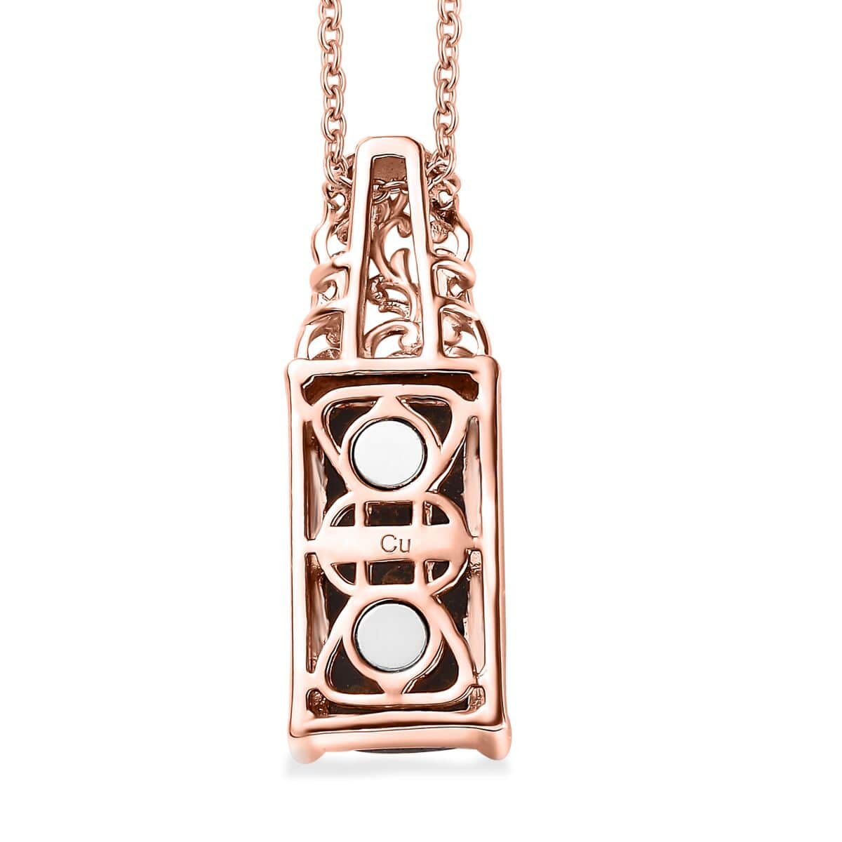 Matrix Silver Shungite (Ovl) Pendant in 14K RG Over Copper with Magnet and ION Plated RG Stainless Steel Necklace (20 Inches) 6.85 ctw image number 4