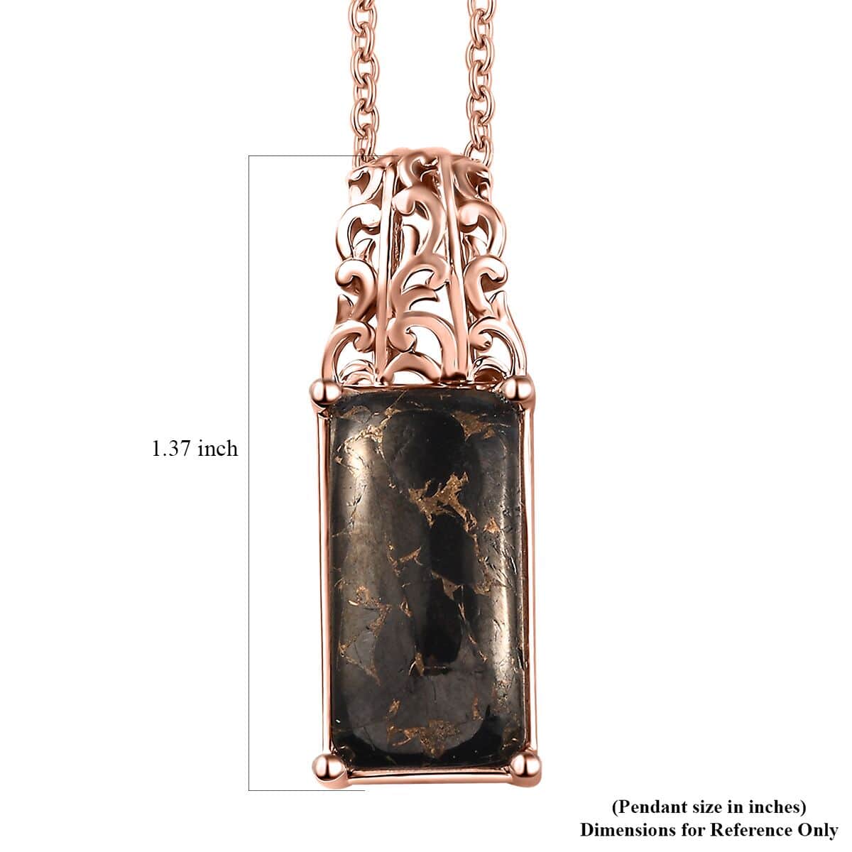 Matrix Silver Shungite (Ovl) Pendant in 14K RG Over Copper with Magnet and ION Plated RG Stainless Steel Necklace (20 Inches) 6.85 ctw image number 6