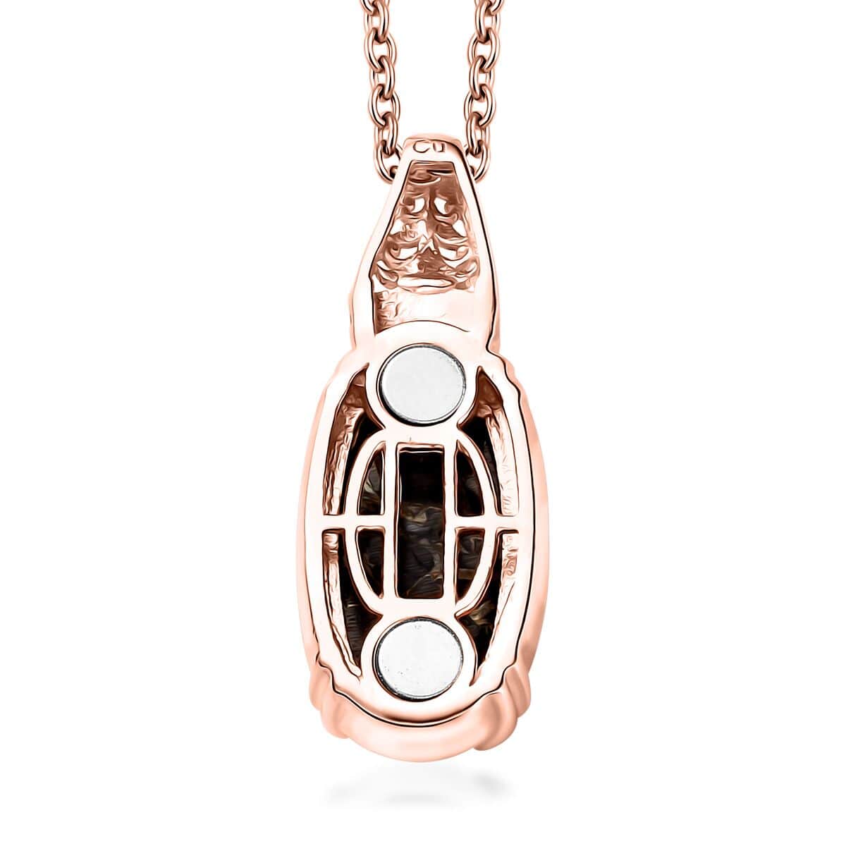 Matrix Silver Shungite Pendant in 14K RG Over Copper with Magnet and ION Plated RG Stainless Steel Necklace 20 Inches 6.85 ctw image number 4