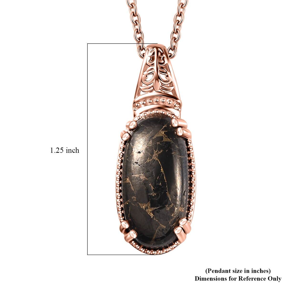 Matrix Silver Shungite Pendant in 14K RG Over Copper with Magnet and ION Plated RG Stainless Steel Necklace 20 Inches 6.85 ctw image number 6