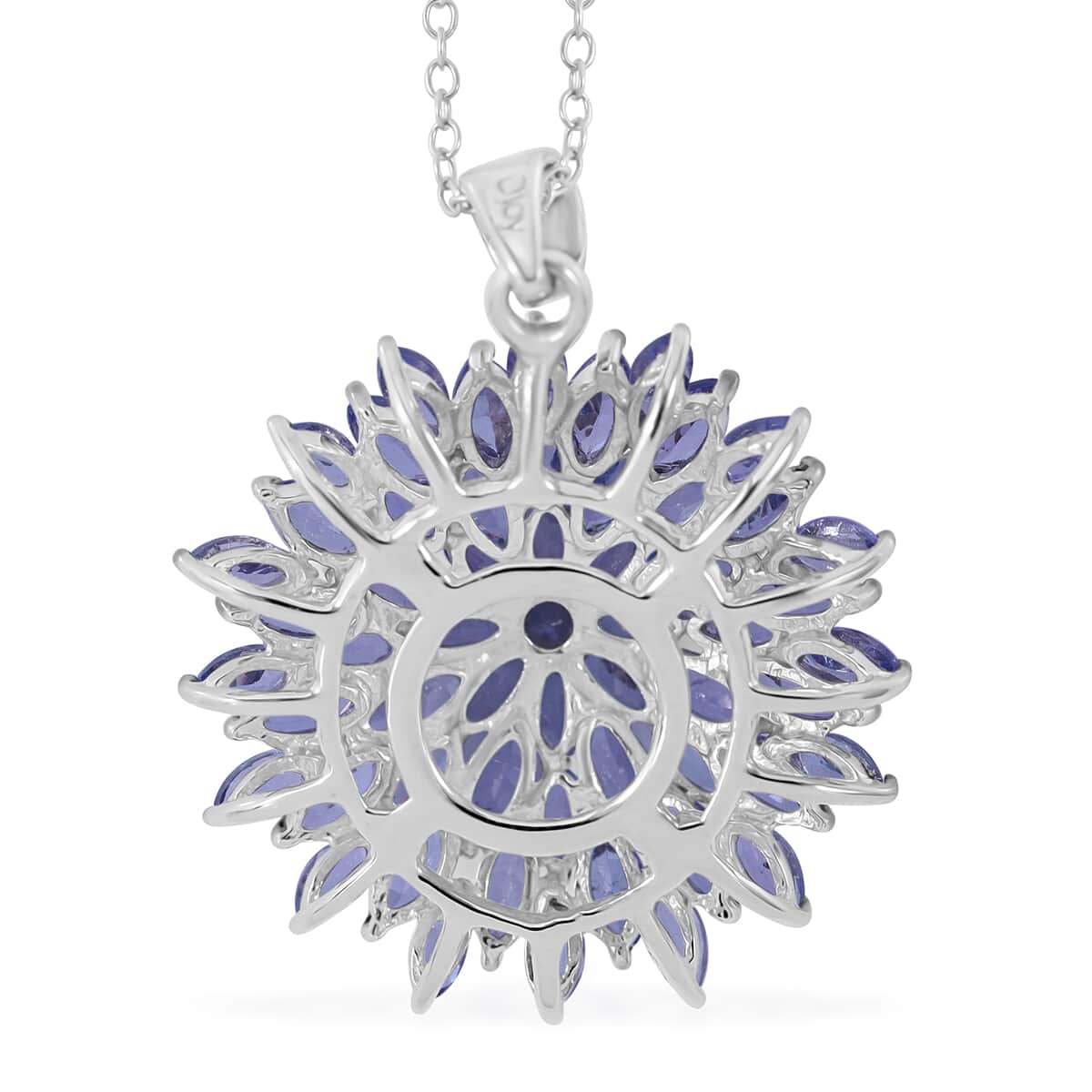 Tanzanite Floral Spray Pendant Necklace 18 Inches in Platinum Over Sterling Silver 6.20 ctw image number 3
