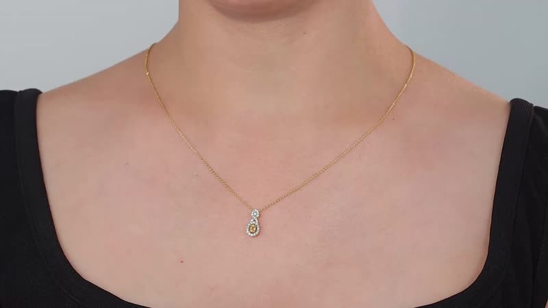 AAA Golden Imperial Topaz and White Zircon Pendant Necklace 20 Inches in Vermeil Yellow Gold Over Sterling Silver 0.50 ctw