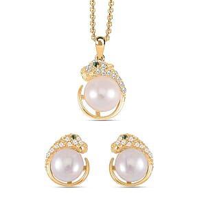 Freshwater Pearl 5.24 ctw Necklace in Vermeil YG Over Sterling Silver 17.5 Inches