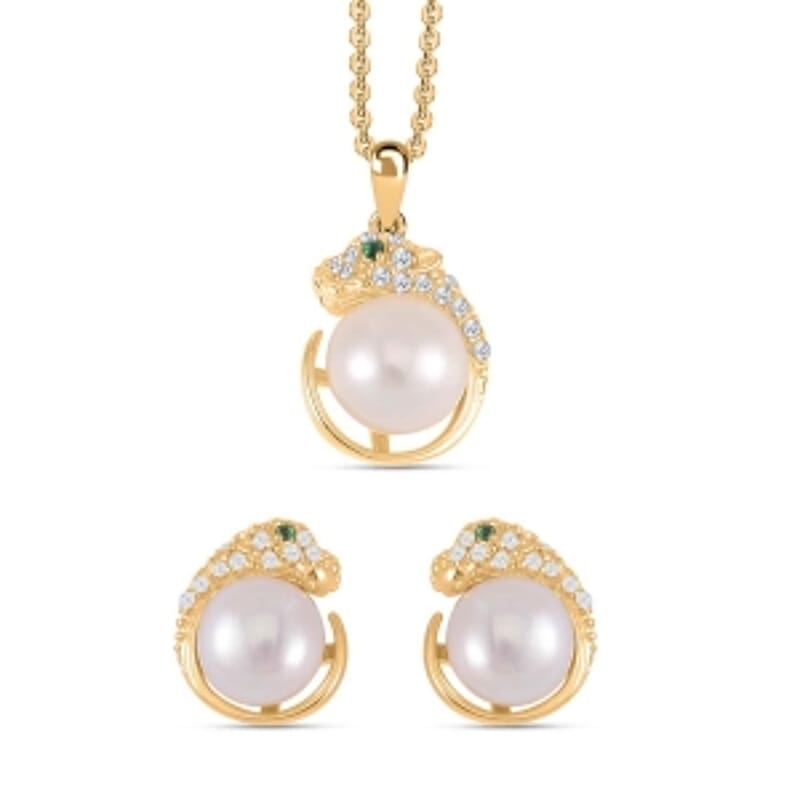 Freshwater Pearl 5.24 ctw Necklace in Vermeil YG Over Sterling Silver 17.5 Inches