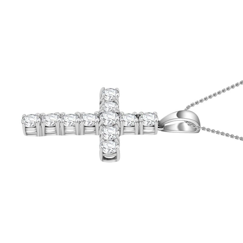 Austrian Crystal Cross Pendant Necklace (20 Inches) in Platinum Over Sterling Silver