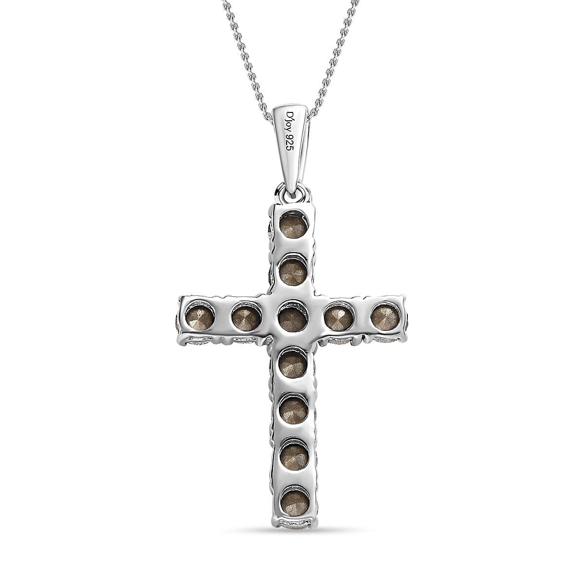 Austrian Crystal Cross Pendant Necklace (20 Inches) in Platinum Over Sterling Silver