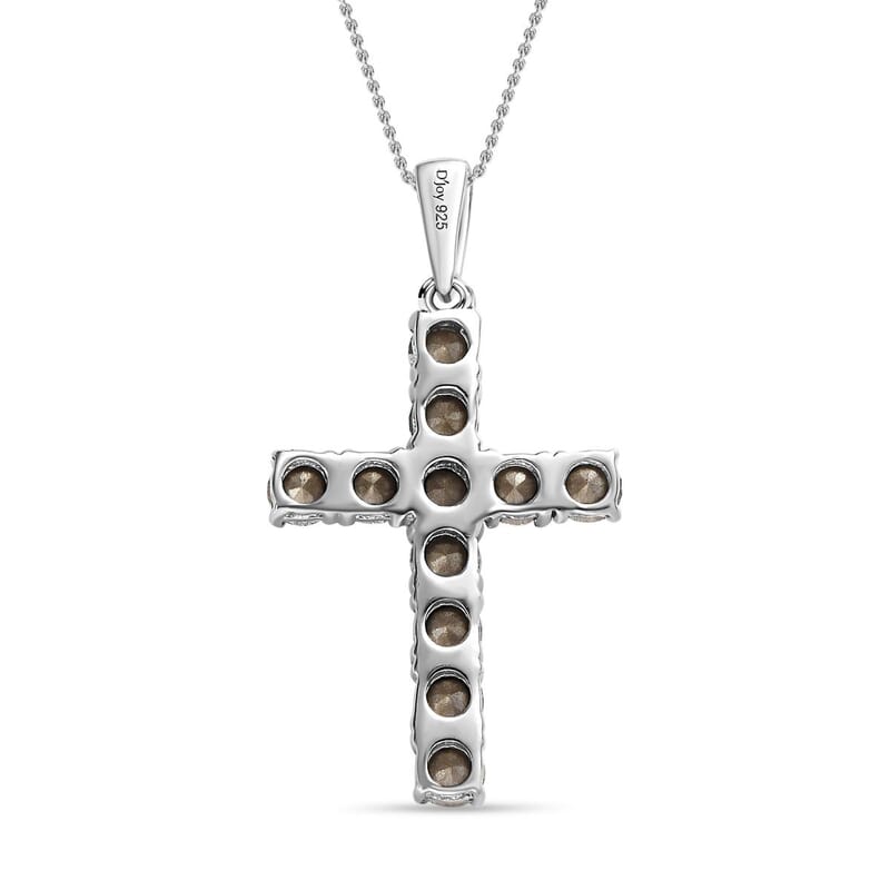 Austrian Crystal Cross Pendant Necklace (20 Inches) in Platinum Over Sterling Silver
