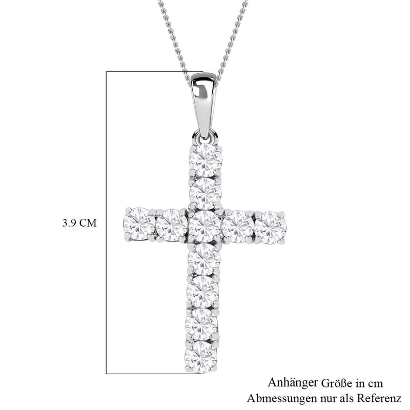 Austrian Crystal Cross Pendant Necklace (20 Inches) in Platinum Over Sterling Silver
