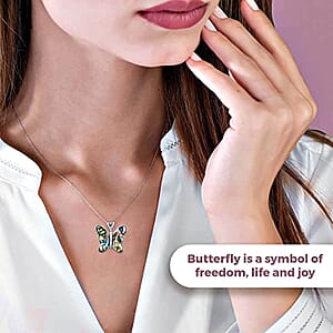Murano Style Basket Earrings, Charm Bracelet (7.50-11In) and Butterfly Pendant Necklace 24 Inches in Stainless Steel
