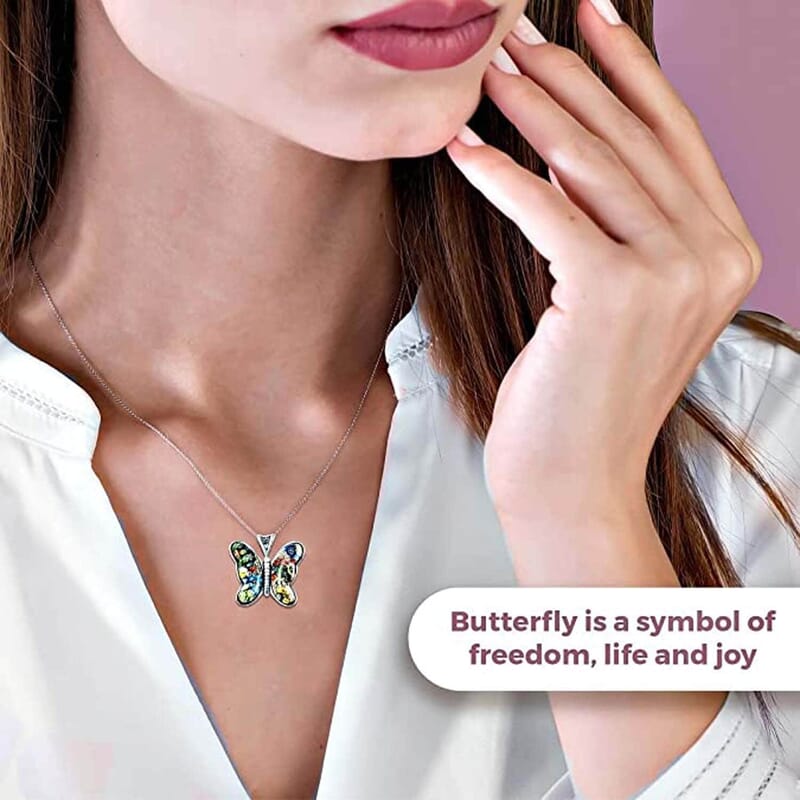 Murano Style Basket Earrings, Charm Bracelet (7.50-11In) and Butterfly Pendant Necklace 24 Inches in Stainless Steel
