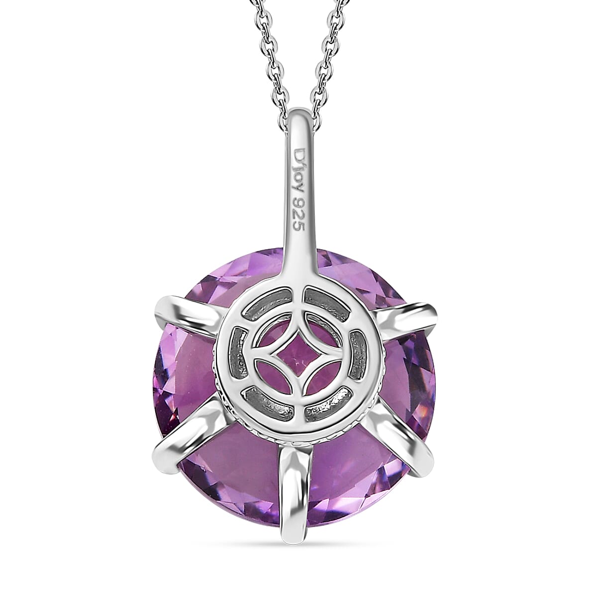 Rose De France Amethyst Solitaire Pendant Necklace 20 Inches in Platinum Over Sterling Silver 15.25 ctw