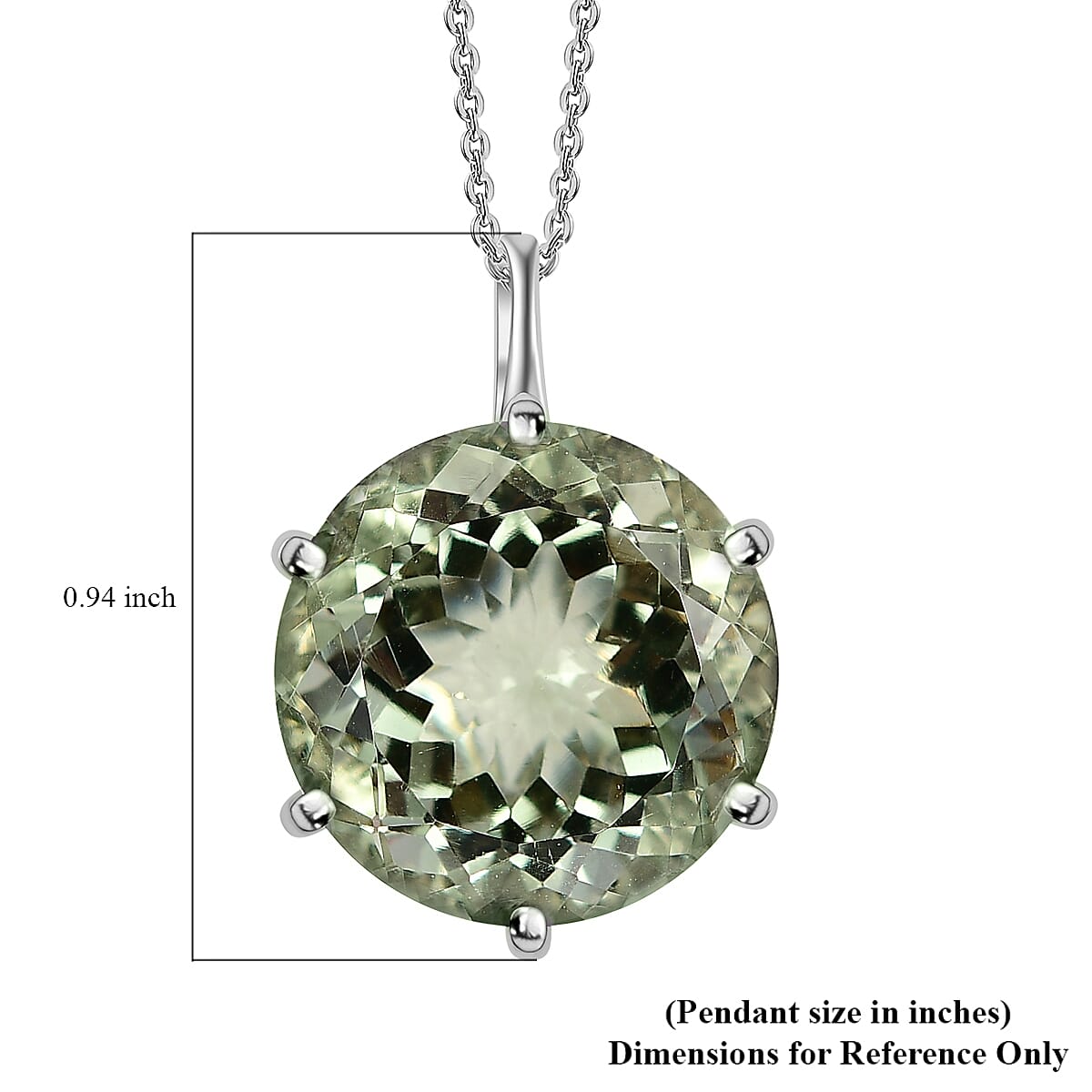 Montezuma Prasiolite Solitaire Pendant Necklace 20 Inches in Platinum Over Sterling Silver 14.40 ctw image number 6
