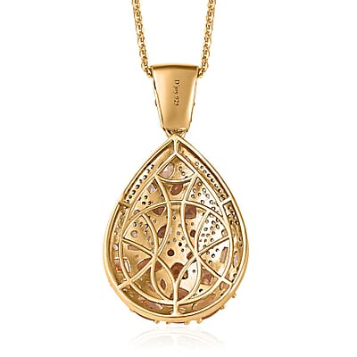 Premium Golden Imperial Topaz and White Zircon 8.50 ctw Pendant Necklace in Vermeil Yellow Gold Over Sterling Silver 20 Inches