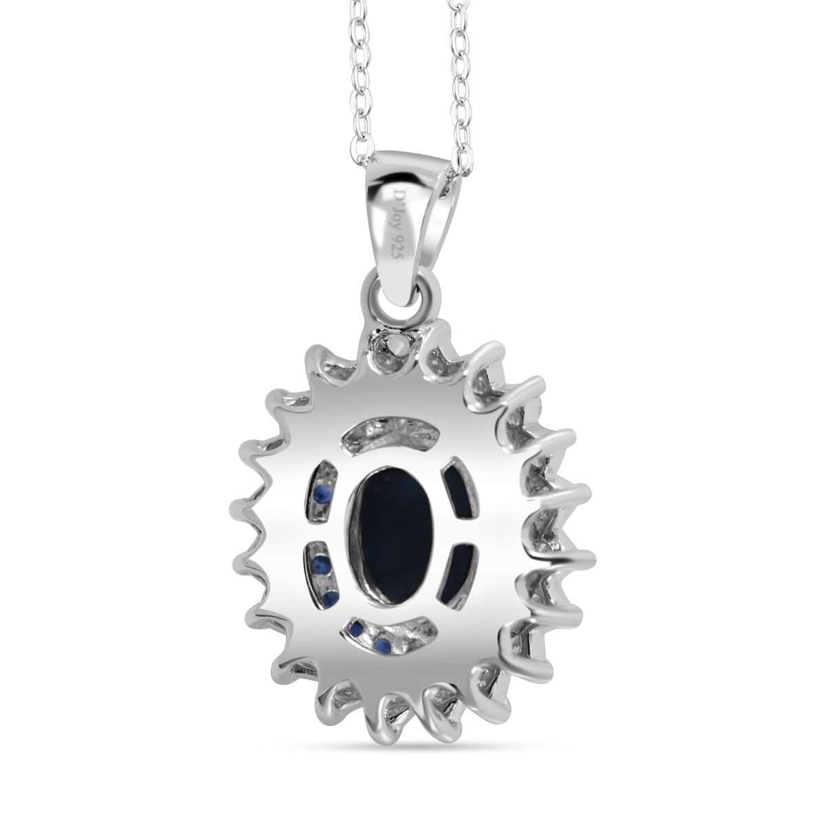 Premium Blue Star Sapphire (DF) and Multi Gemstone Floral Pendant Necklace 18 Inches in Platinum Over Sterling Silver 5.20 ctw image number 3