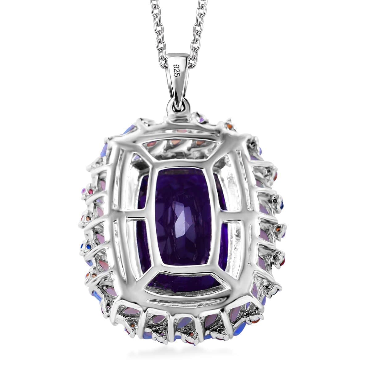 AAA African Amethyst and Multi Gemstone Cocktail Pendant Necklace 18 Inches in Platinum Over Sterling Silver 16.25 ctw image number 3