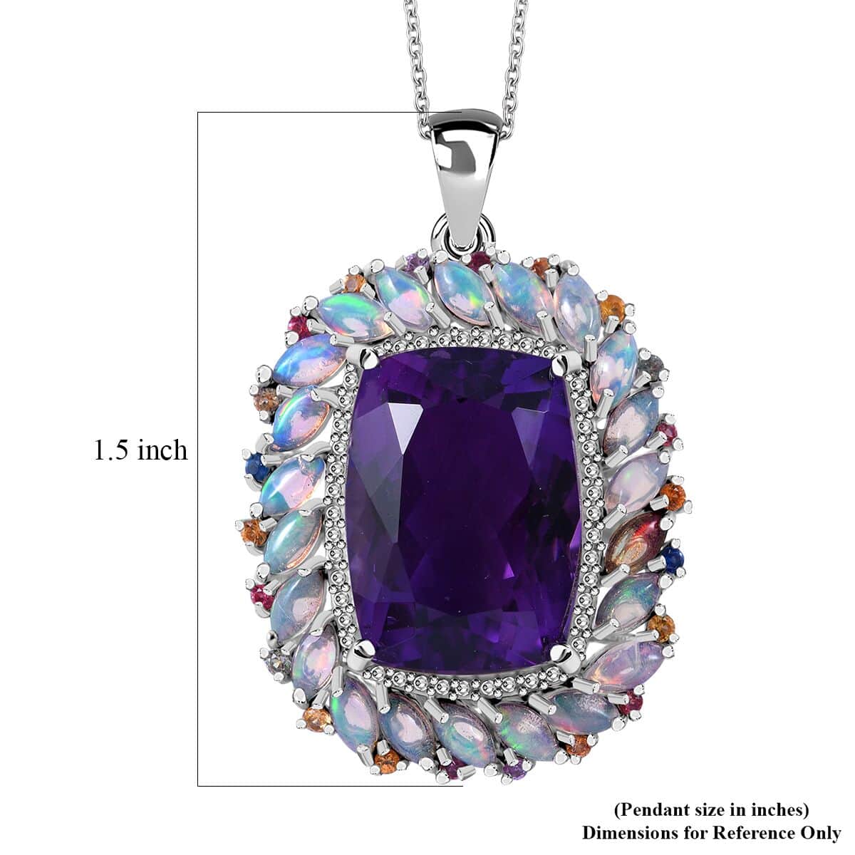 AAA African Amethyst and Multi Gemstone Cocktail Pendant Necklace 18 Inches in Platinum Over Sterling Silver 16.25 ctw image number 4