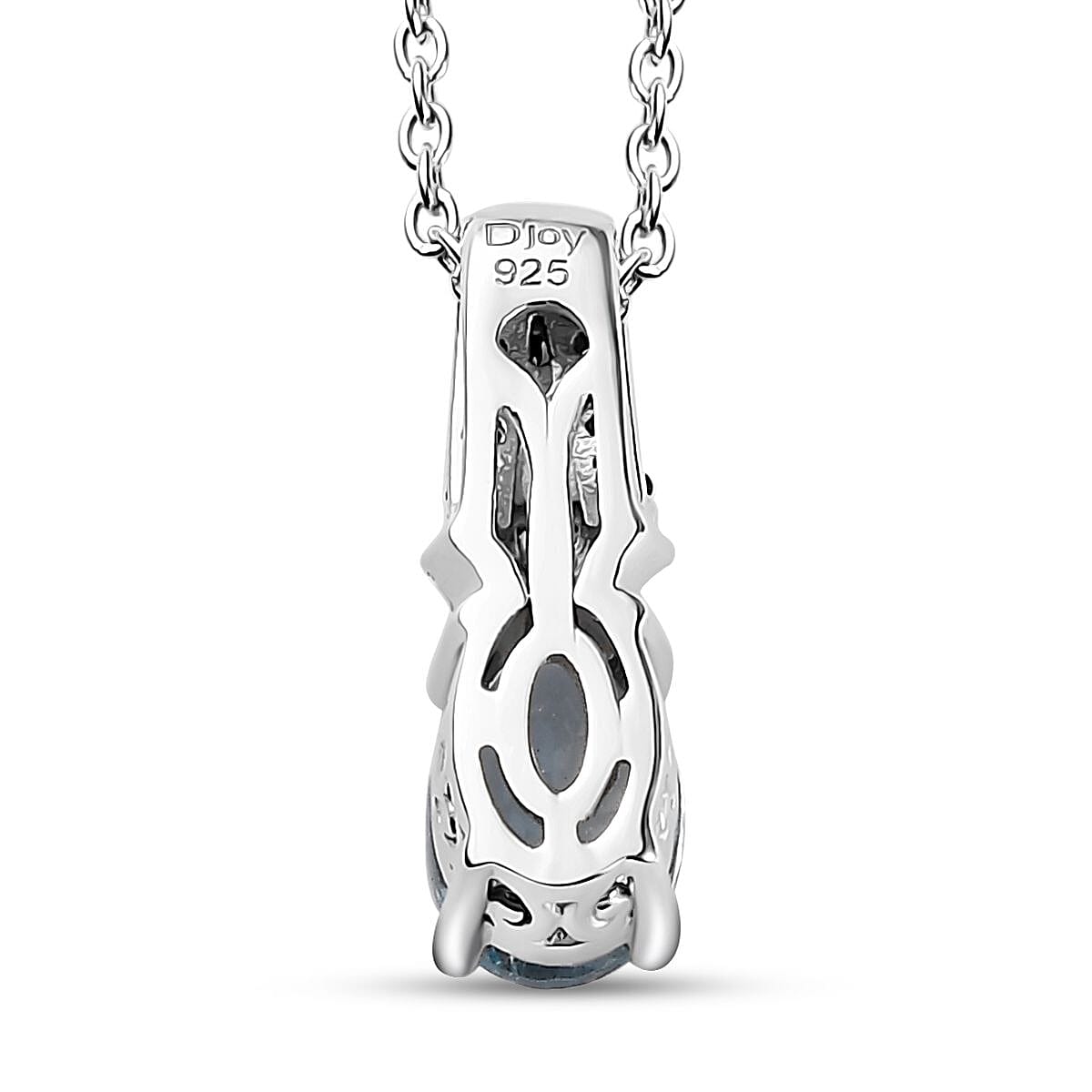 Santa Maria Aquamarine, Natural Champagne and White Diamond Pendant Necklace 20 Inches in Platinum Over Sterling Silver 0.80 ctw