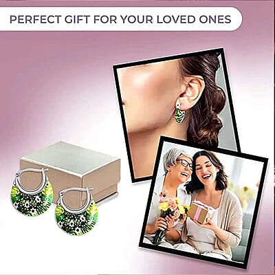 Green Murano Style Earrings and Pendant Necklace