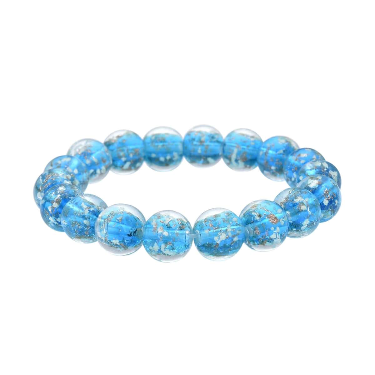 Blue Color Glow Murano Style Bracelet and Earrings Set image number 6