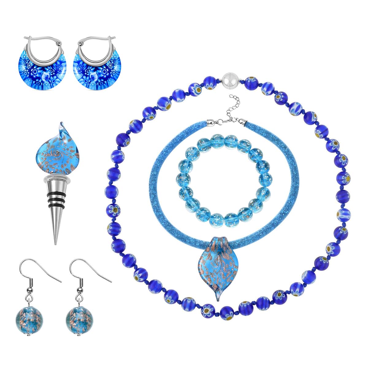 Blue Color Murano Style Jewelry Set image number 0