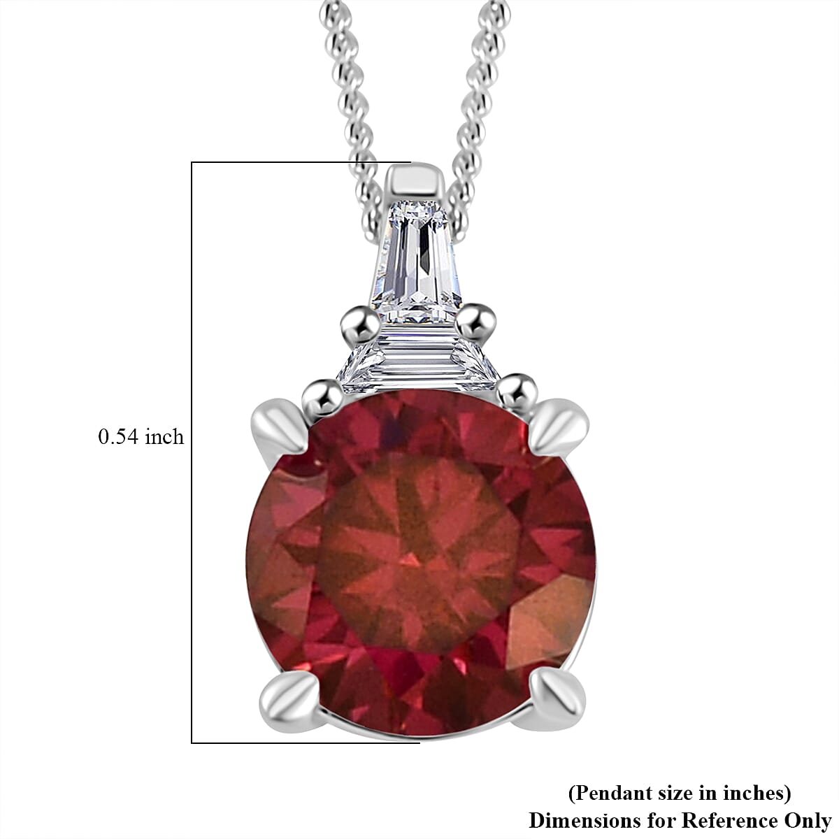Luxury Red Moissanite and White Moissanite Pendant Necklace 18 Inches in Platinum Over Sterling Silver 1.90 ctw