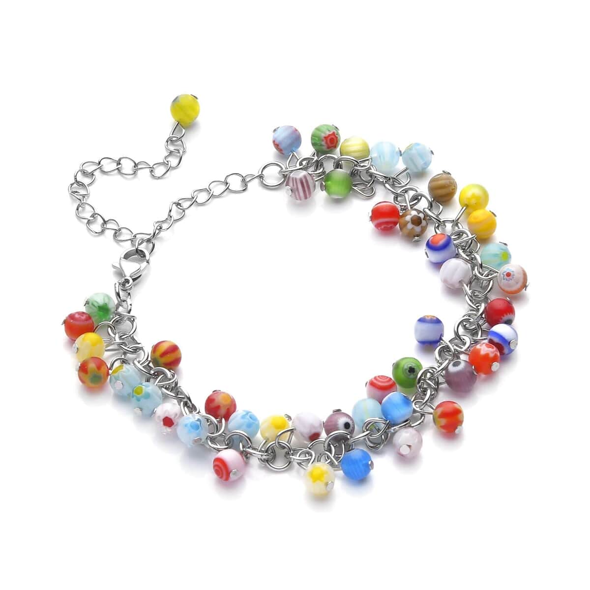 Multi Color Murano Style Anklet and Earrings image number 2