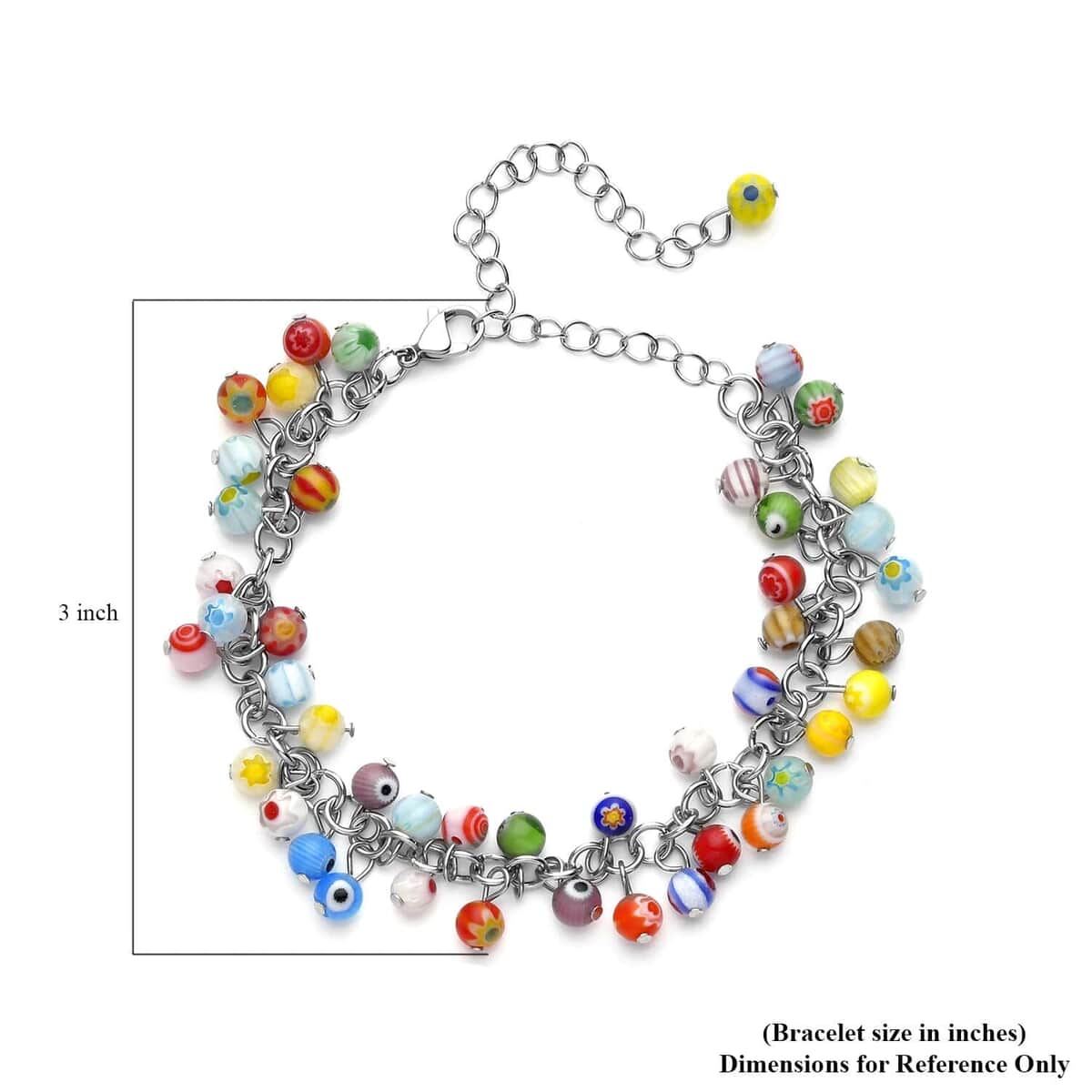 Multi Color Murano Style Anklet and Earrings image number 3