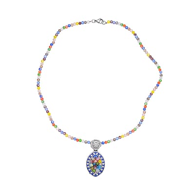 Multi Color Murano Style Anklet, Earrings and Pendant  Necklace