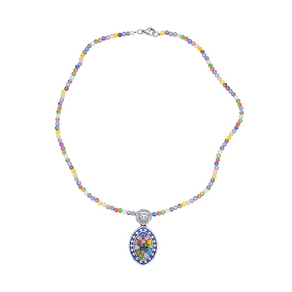 Multi Color Murano Style Anklet, Earrings and Pendant  Necklace