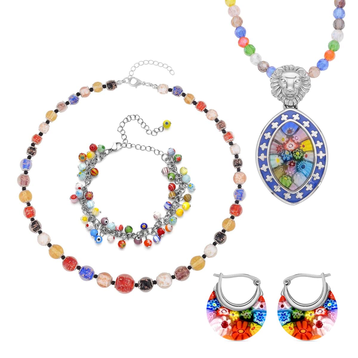 Multi Color Murano Style Jewelry Set image number 0