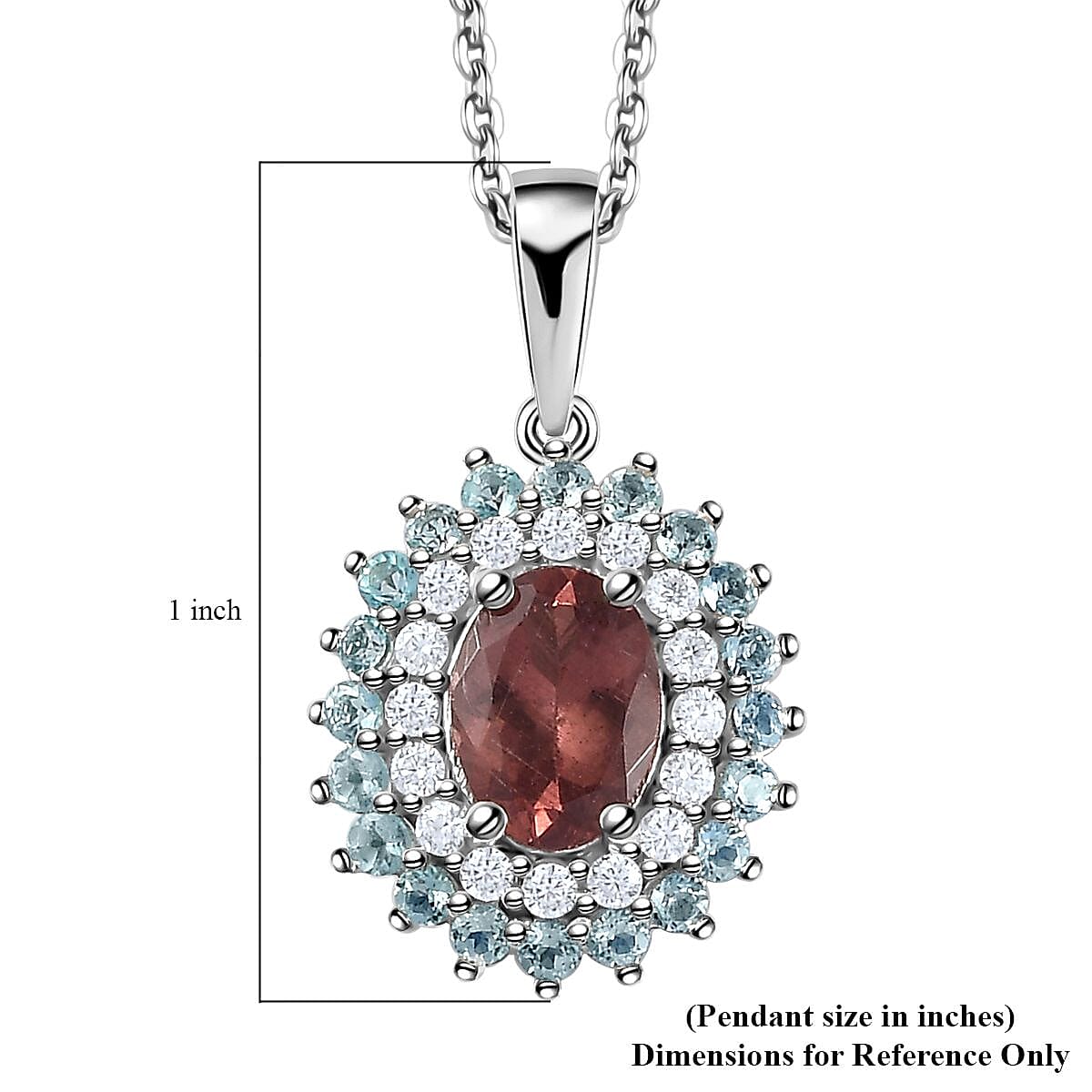 Blush Apatite and Multi Gemstone Floral Pendant Necklace 20 Inches in Platinum Over Sterling Silver 2.10 ctw