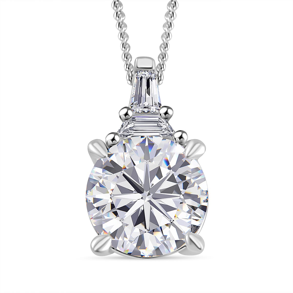 Moissanite Statement Pendant Necklace 18 Inches in Platinum Over Sterling Silver 1.90 ctw image number 0