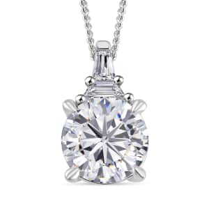 Moissanite Statement Pendant Necklace 18 Inches in Platinum Over Sterling Silver 1.90 ctw