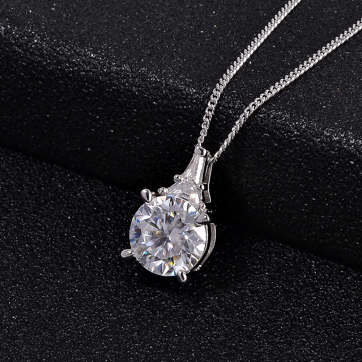 Moissanite Statement Pendant Necklace 18 Inches in Platinum Over Sterling Silver 1.90 ctw image number 1
