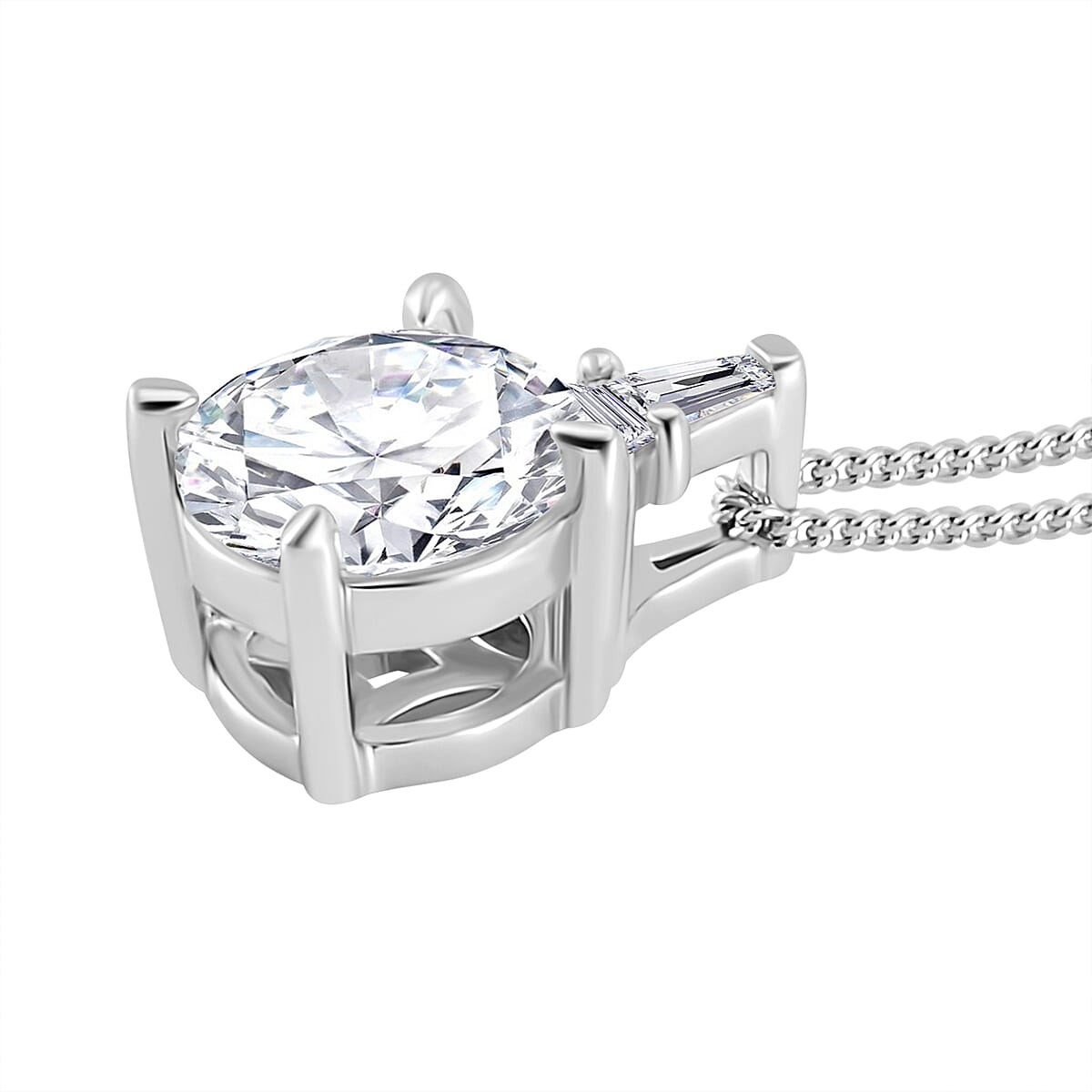 Moissanite Statement Pendant Necklace 18 Inches in Platinum Over Sterling Silver 1.90 ctw image number 3